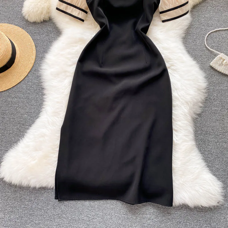 

Woman dress patchwork dress colorblock dresses short sleeve turn-down collar 2021 summer vestidos business attire hot