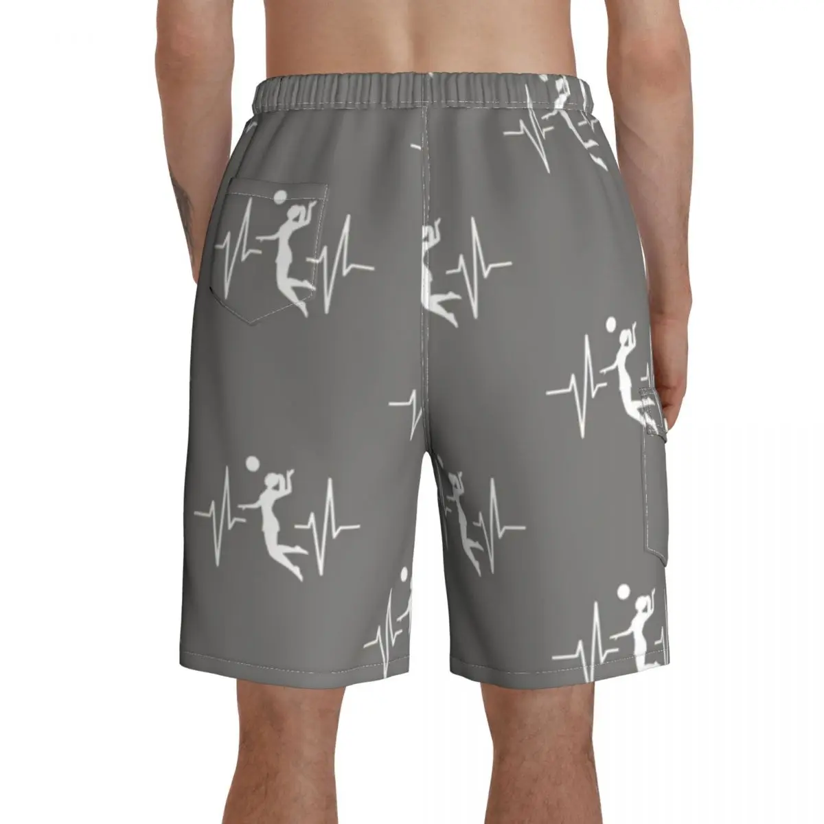 

Heartbeat Board Shorts Men Beach Swimming Trunks Polyester Pattern Swim Trunks