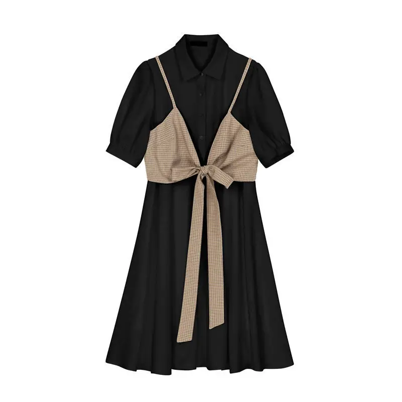 

Sister Fara Summer Women's Dress 2021 Camisole Set Short Sleeve Pullover Dress Chic Casual Loose Women's Dresses Two Piece Suit
