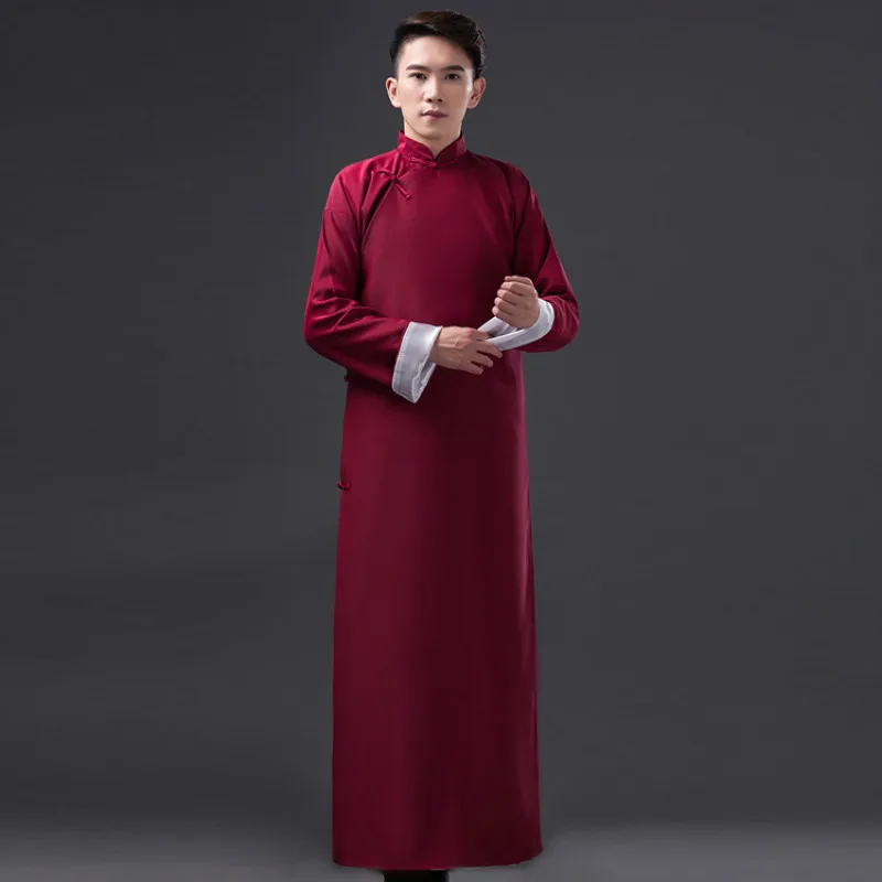 

Новинка 2021, традиционный китайский костюм для мужчин, длинный халат, мужская одежда в старинном стиле Тан, длинное платье, костюм ханьфу для ...