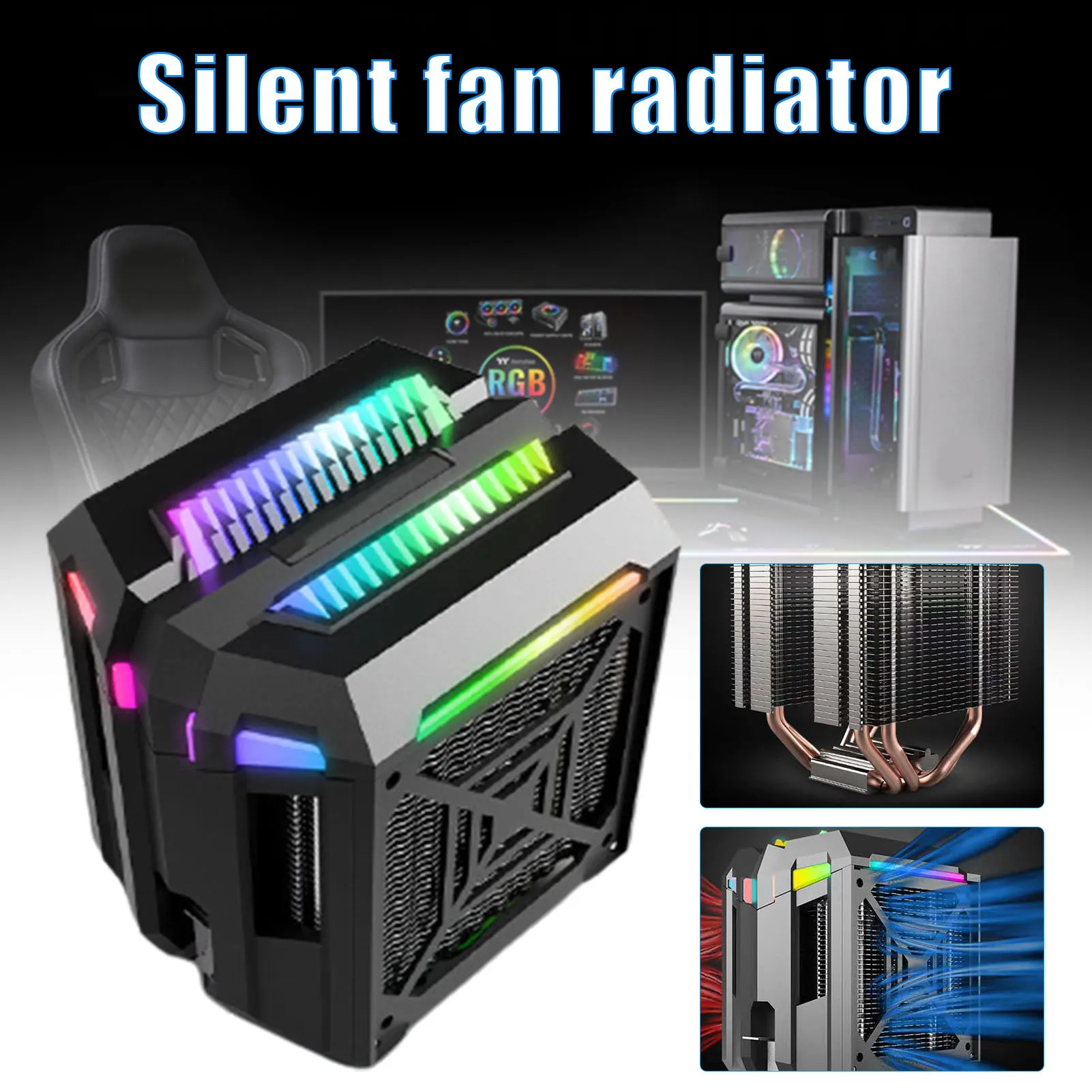 

4 Heat Pipes CPU Cooler Glowing Silent Chassis Cooling Fan for Desktop Computer Practical Computer Accessories CPU Cooler QJY99