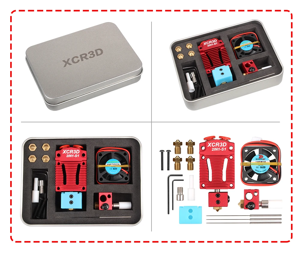 3DSWAY 3D-принтеры Запчасти XCR3D 2IN1-S1 Hotend 2 в 1 из коммутатор Цвет экструдер Bowden J-head 12 V/24 V 1,75 мм нити Вентилятор охлаждения