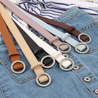 2021 women belts fashion light body paint round buckle belt simple circle pin buckles ladies vintage strap female waistband