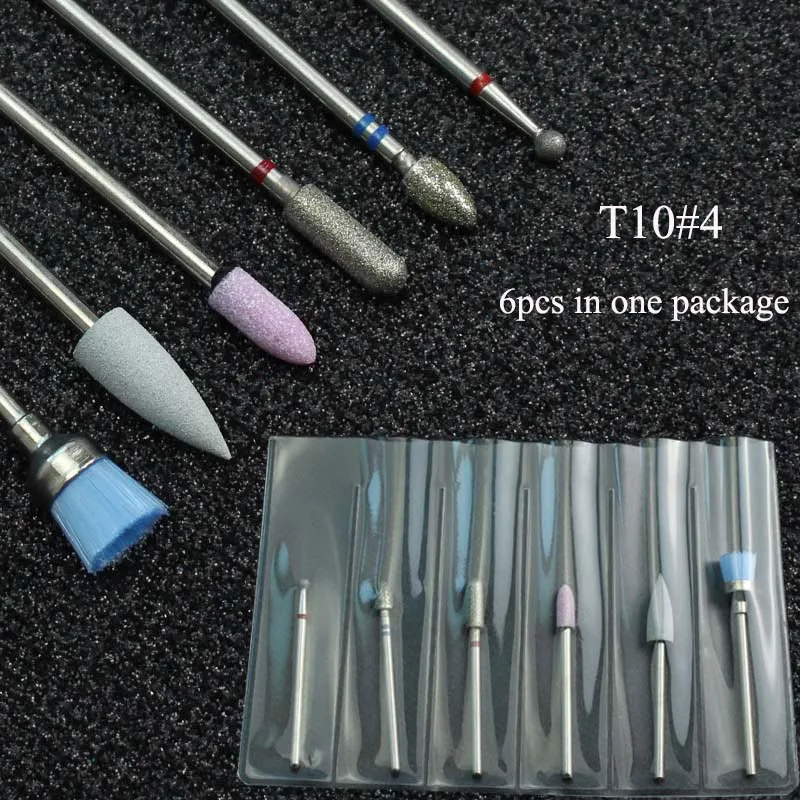 T10-4 ERUIKA, набор сверл для ногтей 9 типов, фреза для маникюра, электрическая машина, роторные биты, инструменты для чистки кутикулы, аксессуары для педикюра - Цвет: T10-4