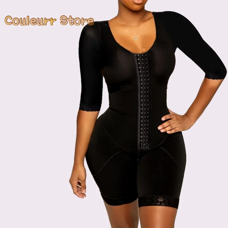 

Women Full Body Shaper Bodysuit For Half Sleeve Compression Garments After Liposuction Postpartum Faja Reductora Mujer Shapewear