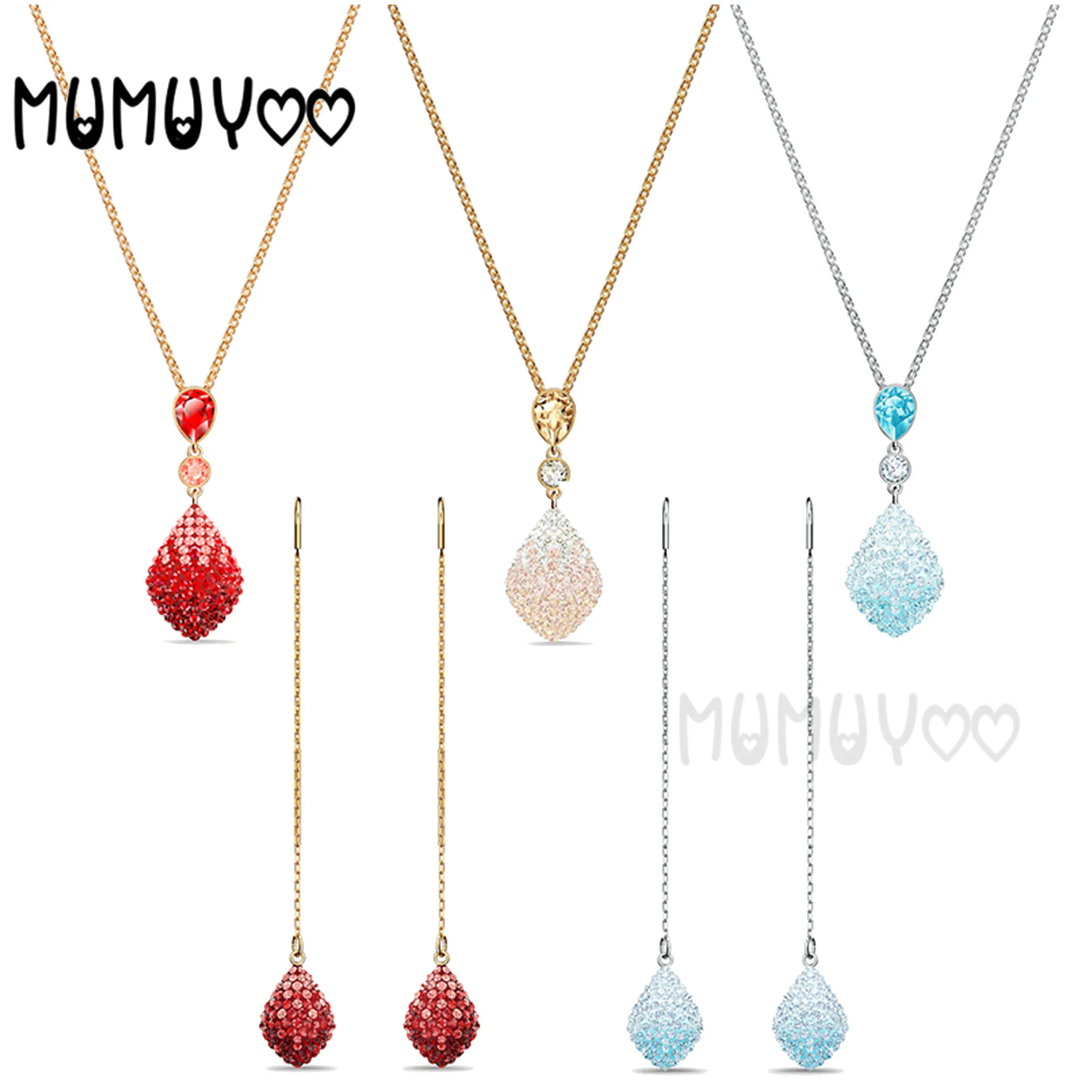 

SWA 2020 New Fashion Classic Sea Blue, Gold, Red Crystal Fun Necklace Give Girlfriend Birthday Luxury Romantic Exquisite Gift