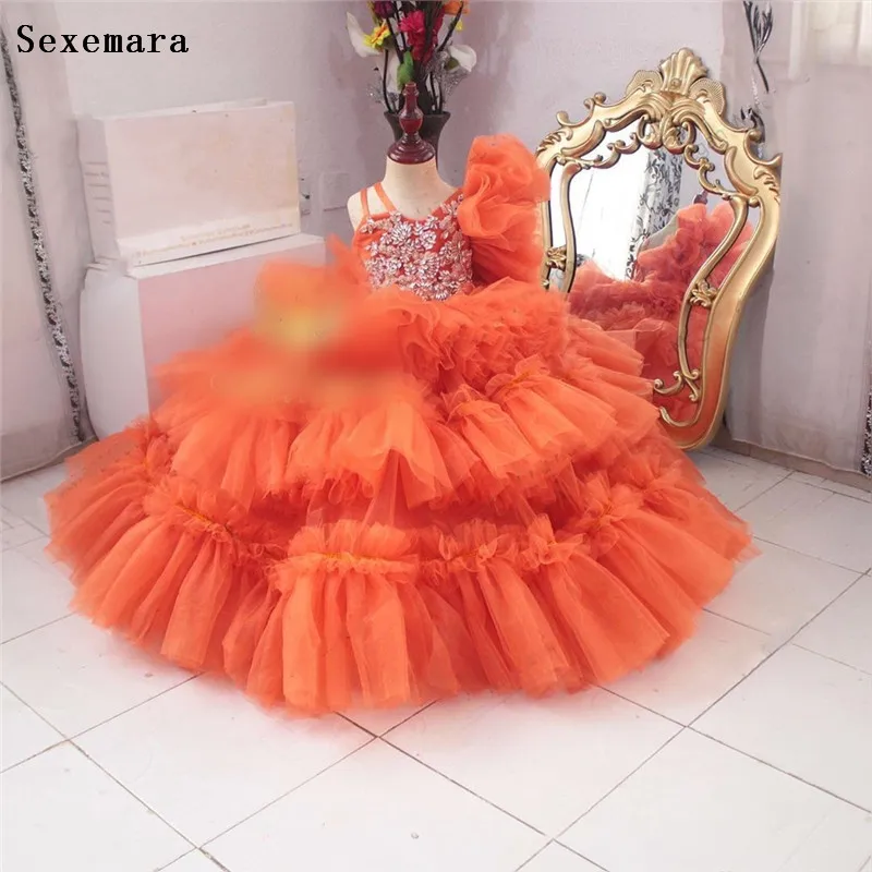 

New Flower Girl Dress for Wedding Tiered Tulle Ball Gown Princess Wedding Party Gown Girls Clothes