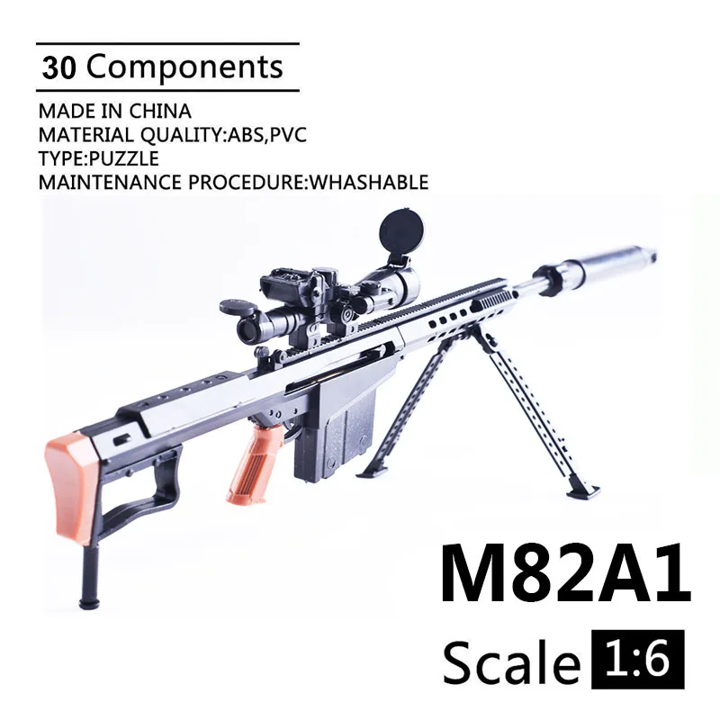 1:6 M82A1 Barrett снайперская винтовка сборка ружьё модель сборки Пластик оружие для 1/6