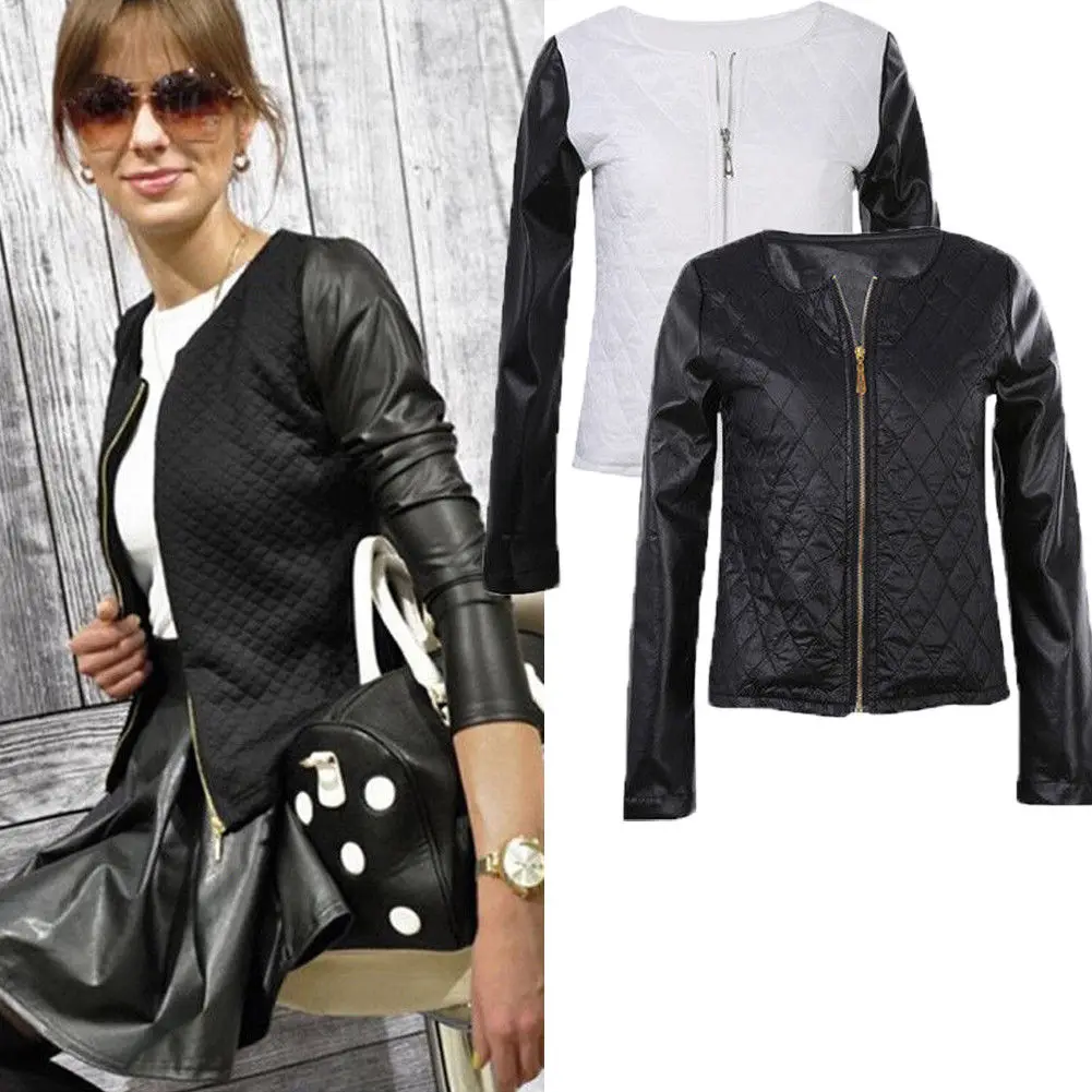 Женская кожаная куртка на молнии Повседневная Байкерская летная верхняя