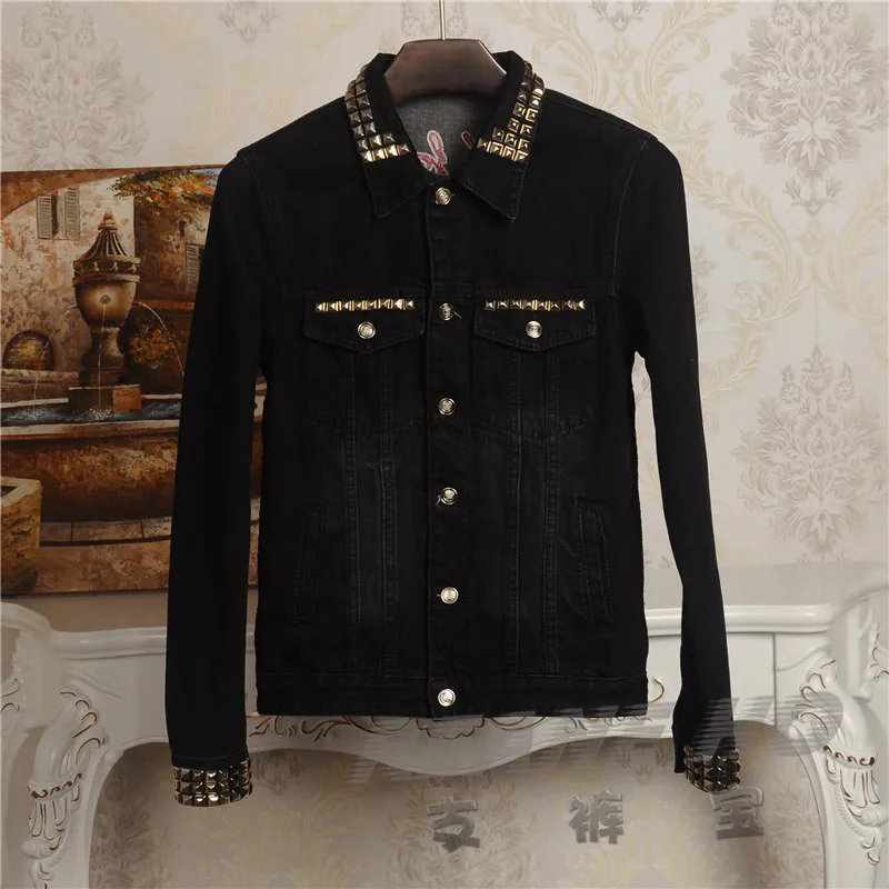 

New Men Long Sleeve Back Embroidery Rivets panther Blind For Love Denim Baseball Coats & Jackets Abstract digital coat #N105