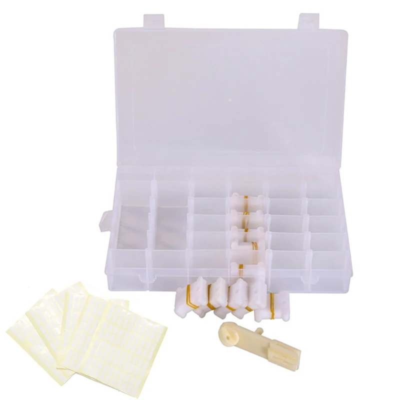 

Organizer Box with 36 Adjustable Compartments Includes 100 Plastic Floss Bobbins 36 Grid Box Winding Board + Manual Yarn Winder