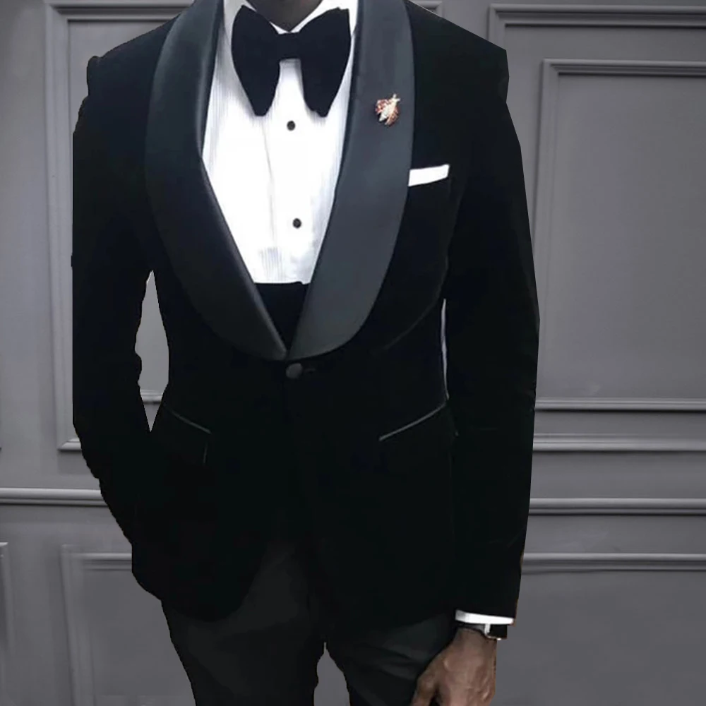 Зеленые бархатные свадебные смокинг 3 шт. африканские мужские костюмы для зимы