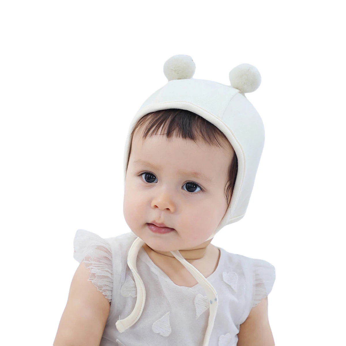 Baby Cap Girl Protective Hat No-Brim Plush Ball Relaxed Lace-up Breathable Round | Детская одежда и обувь