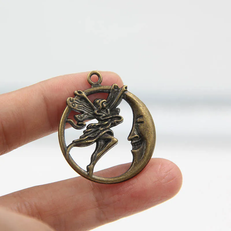 10 шт. Модный кулон в виде Луны ангела может использоваться качестве сережек Diy