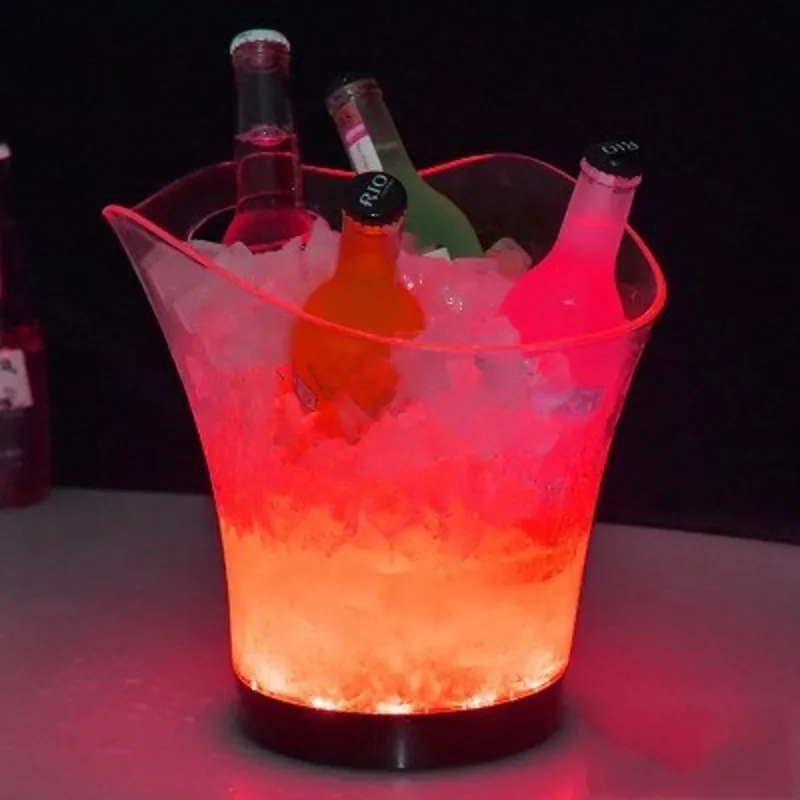 

Светодиодный Перезаряжаемые ведерко со льдом 5.5L Вина Охладителя Цвета изменение цвета шампанского вина ведра для вечерние домашний бар дл...