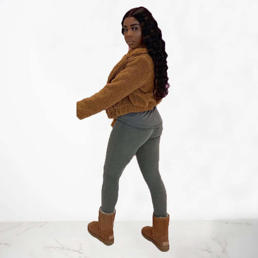 

women new women's fashion Plush casual coat lapel cardigan top