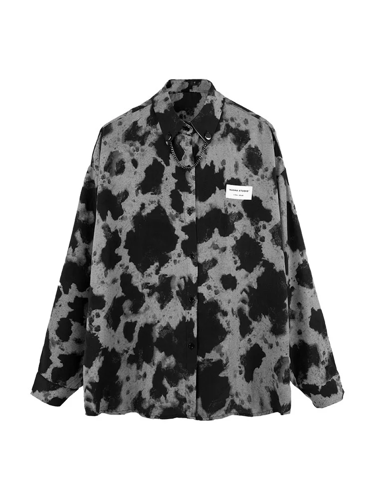 Женская свободная рубашка с коротким рукавом серая лето 2021 | одежда