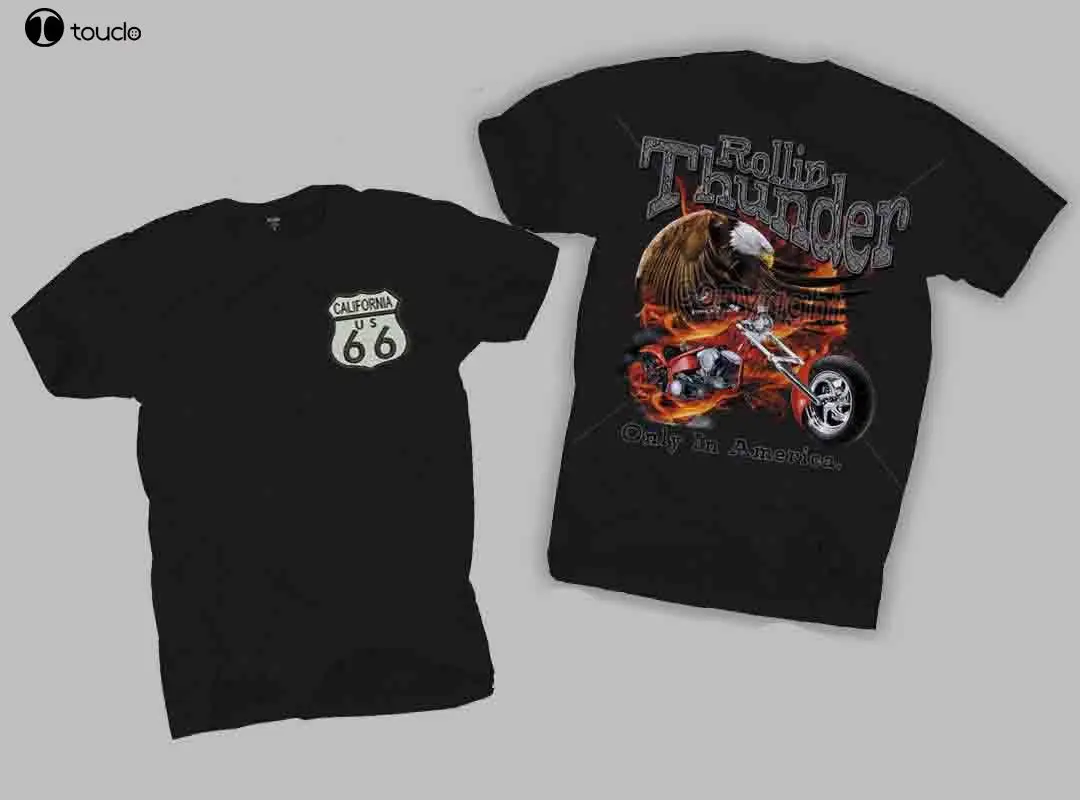 Мужская рубашка 2019 новые футболки с принтом Rollin Thunder Chopper футболка Rocker Biker Us America