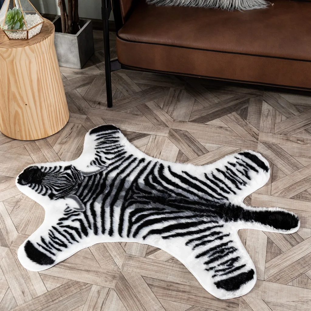 tiger printed Rug Cow Leopard Tiger Printed Cowhide faux skin leather NonSlip Antiskid Mat80x108CM Animal print Carpet | Дом и сад