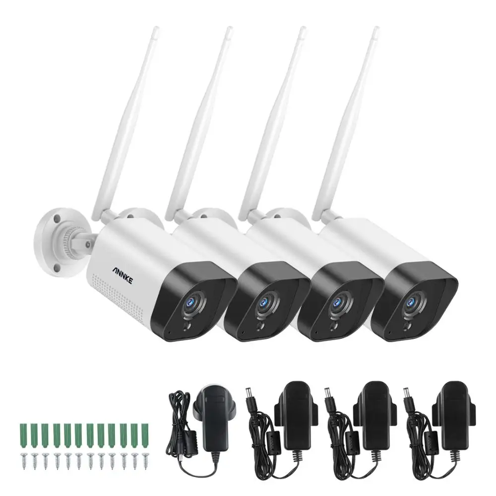 ANNKE 4 шт. FHD 1080P IP Wi-Fi H.265 система видеонаблюдения Всепогодная камера s 100ft ночное