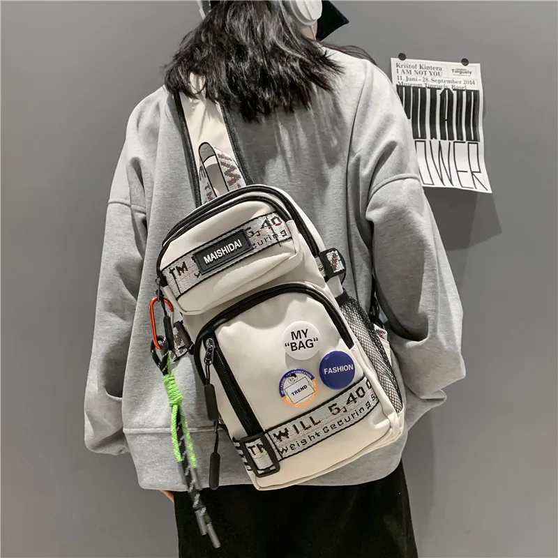 

Повседневная супер крутая Студенческая нагрудная сумка с граффити для студентов модная универсальная вместительная спортивная сумка чере...