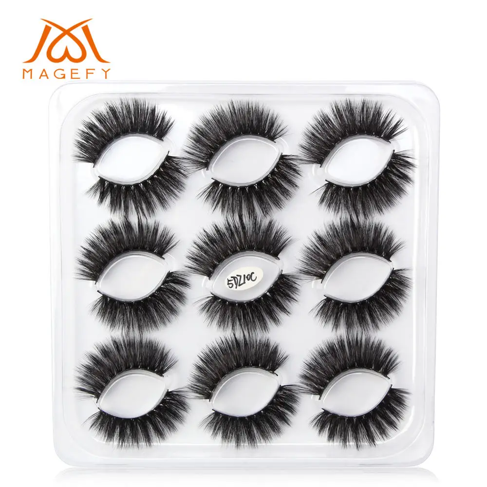 9pairs pack-5DZ10C 5/7/9/10 пар в комплекте; 3D норковые ресницы длинные накладные ресницы в виде натуральных пышный объем тонкими поддельные клей для наращивания ресниц Макияж торговля - Цвет: 9pairs pack-5DZ10C