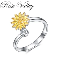 rose valley sunflower rings for women opening ring size adjustable fashion jewelry girls birthday gifts