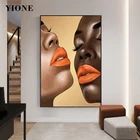 Современная Картина на холсте с изображением женщины, лица, Vogue Africa Girls, Orange Lip, художественная картина, настенный постер для спальни, украшение гостиной