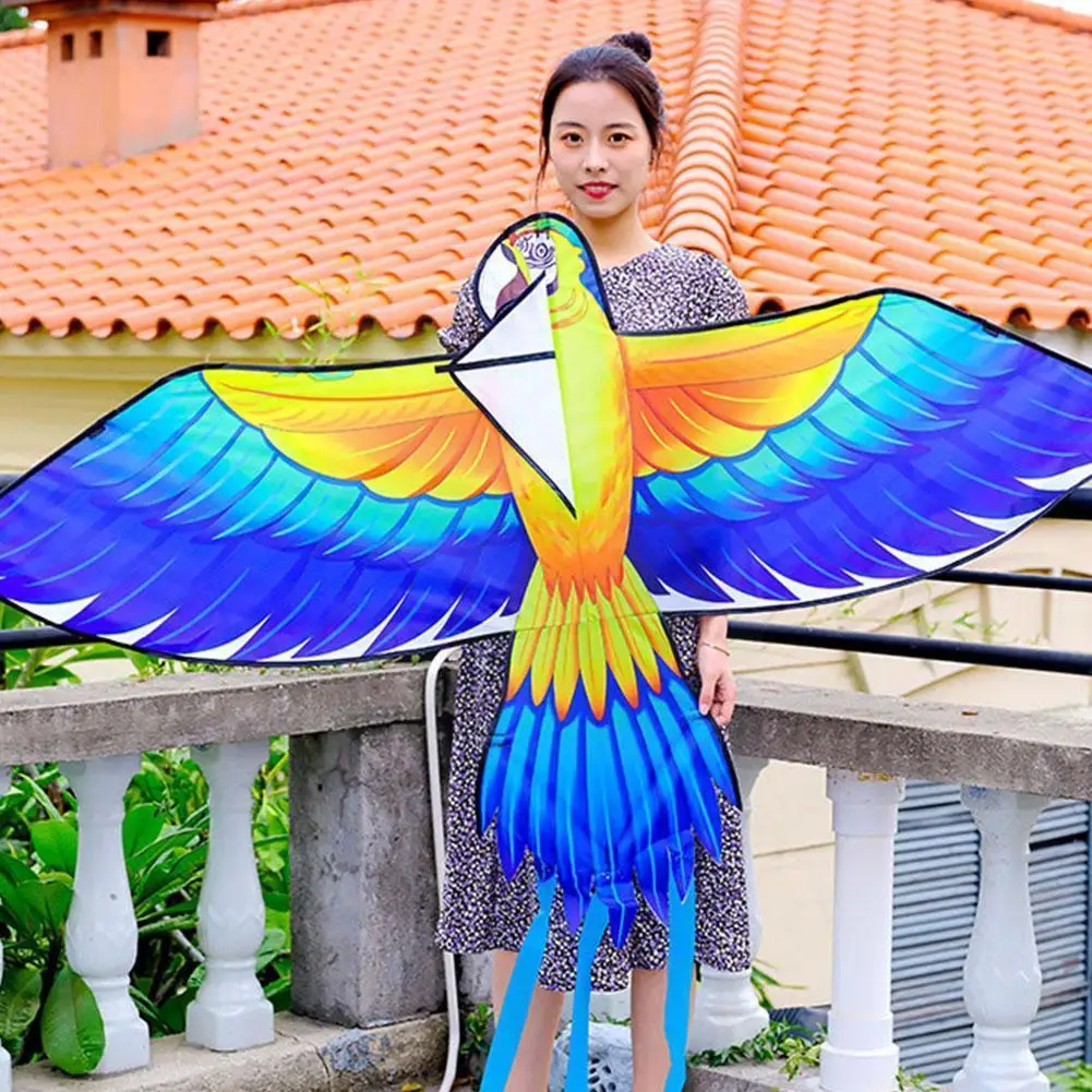 

3D Rainbow Color Parrot Kite With 100m Kite Line And Kid Flying Plastic Outdoor Toys And Sport Adult Game Handle Classical E0M4