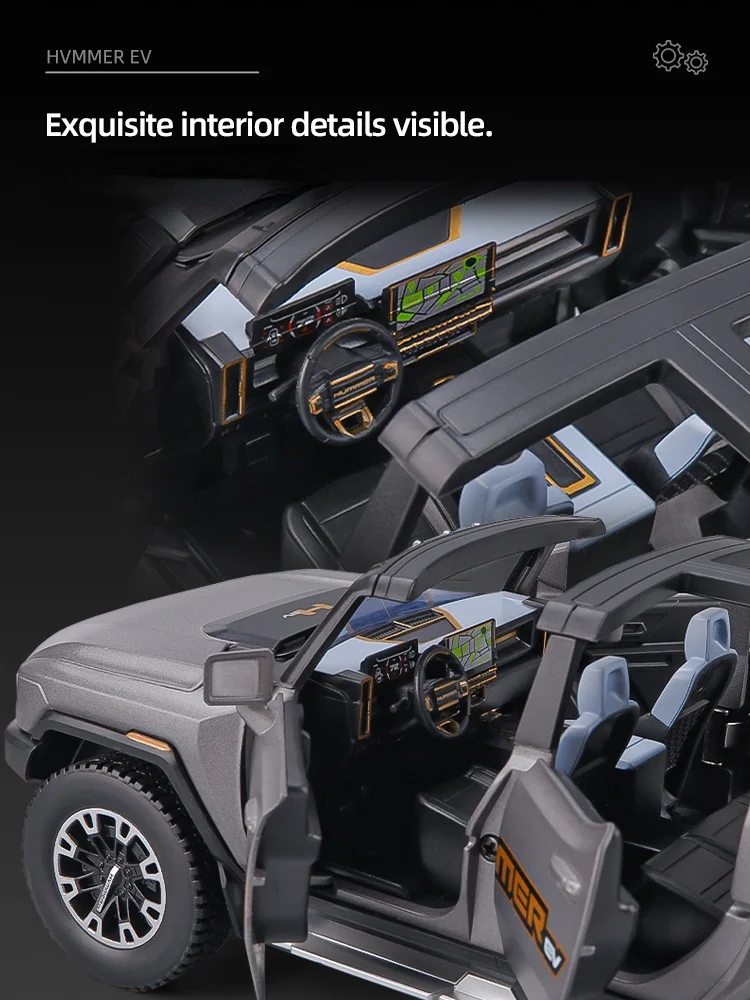 1/24 Hummer New Energy EV Car Model Simulation Alloy Off Road Vehicles For Children Boys Miniature Toys Kids Gift | Игрушки и хобби