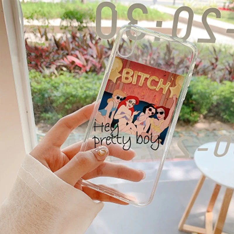 Забавный прозрачный силиконовый полноразмерный мягкий чехол принцессы с