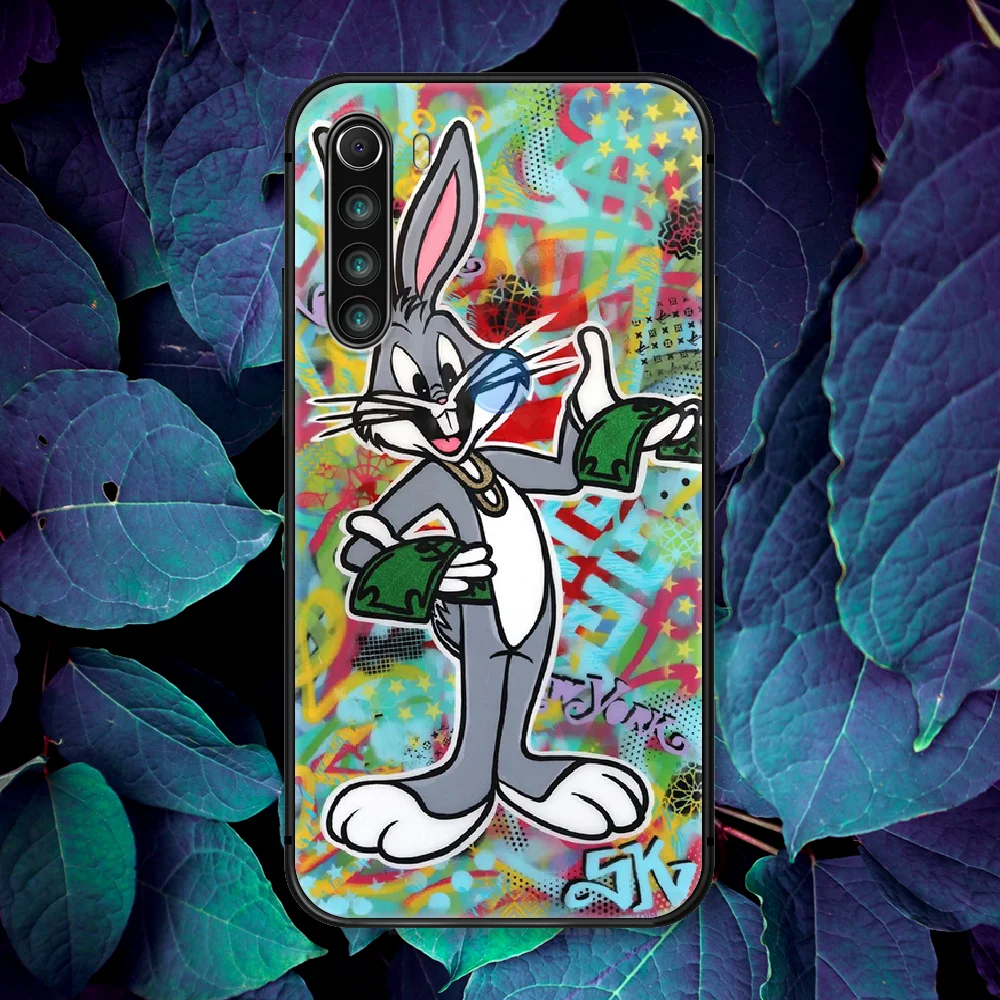 

Bugs Bunny Rabbit Cute Cartoon Phone Case For Xiaomi Redmi Note 7 8 8T 9 9S 4X 7 7A 9A K30 Pro Ultra black Cover Soft Shell