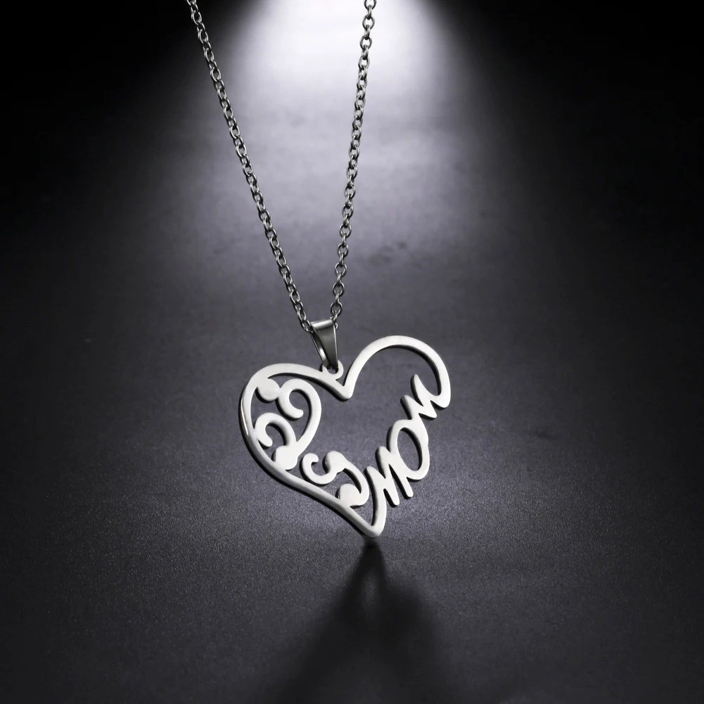 Teamer сердечко любви &quotмам&quot кулон ожерелье для женщин из нержавеющей стали чокер