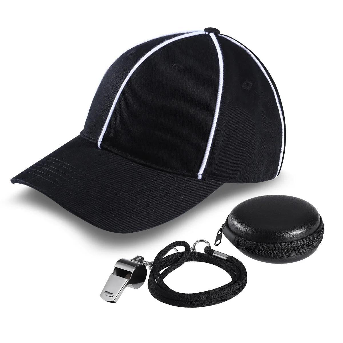 

IBASETOY официальный универсальный размер белый и черный полосатый арбитр и комплект из нержавеющей стали свисток оборудование для бейсбола