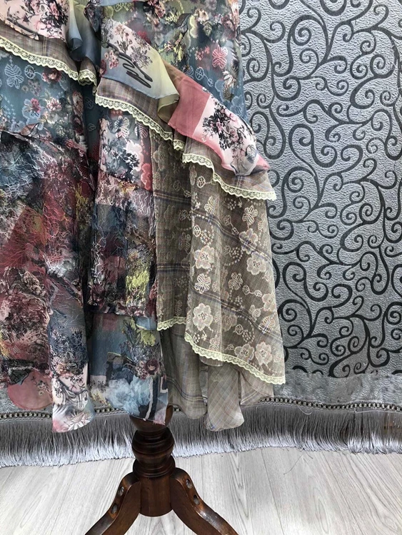 

Women's Top Quality Dress 2021 Summer Ladies Polka Dot Mesh Patchwork 3/4 Sleeve Mid-Calf Length Casual Vintage Retro Dress XL