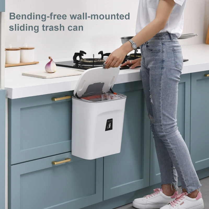 kitchen wall mounted folding trash can kitchen cabinet storage hanging trash basket creative classification hanging trash can 9l free global shipping