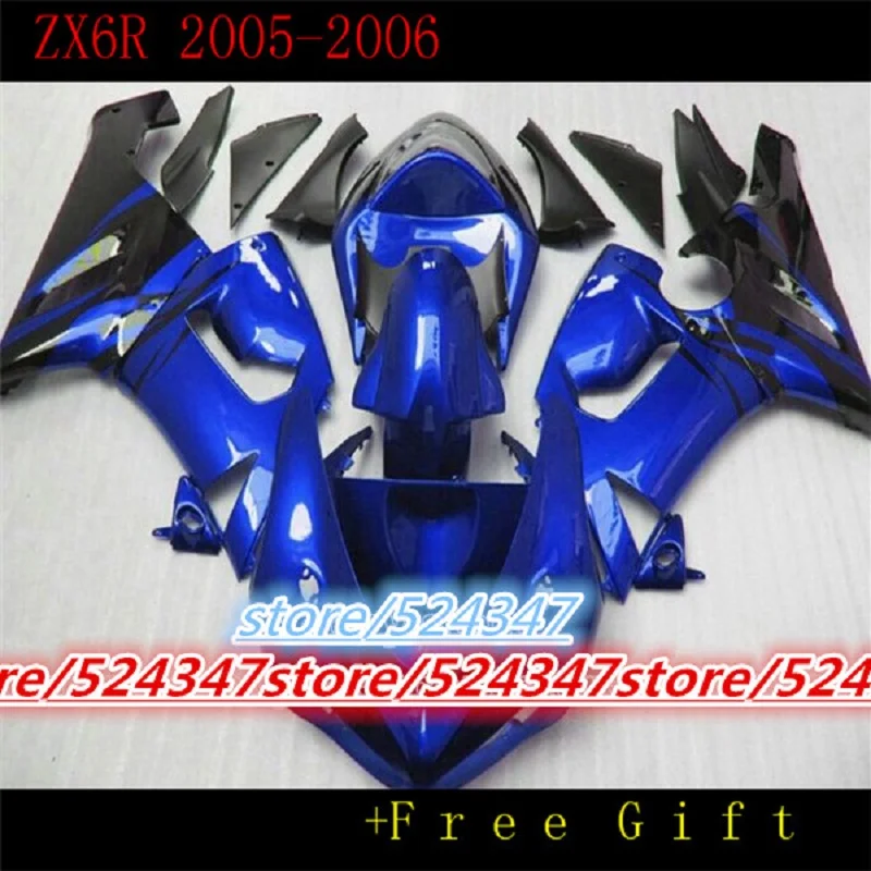 

Injection Blue black fairing kit For NINJA ZX 6R 636 05 06 ZX-6R 05-06 ZX6R 2005 2006 ZX 6R 05 06 fairings