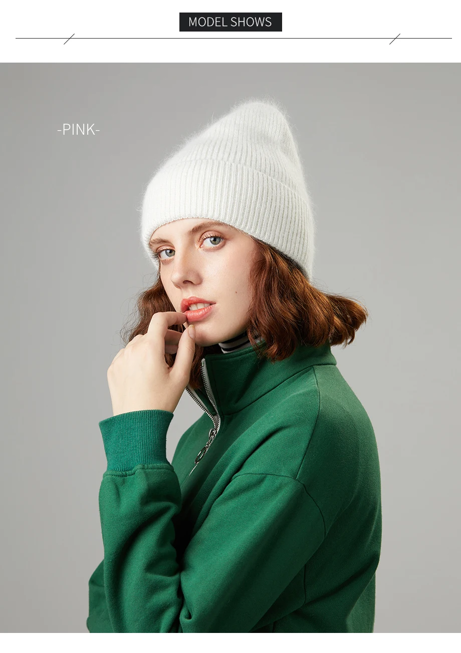 Вязаные шапки, зимние женские шапки, теплые шапки Skullies Beanies, высококачественные женские шапки из кроличьей шерсти, женская шапка