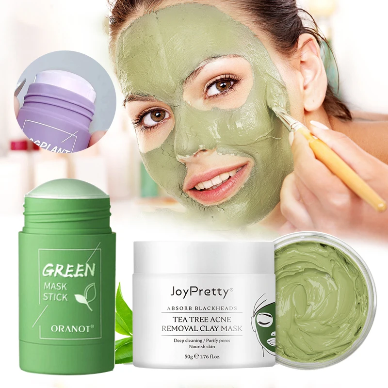 

Green Tea Solid Mask Deep Cleaning Mud Face Mask Stick Oil Control Anti-Acne Blackhead Removal Clay Mask Shrink Pores