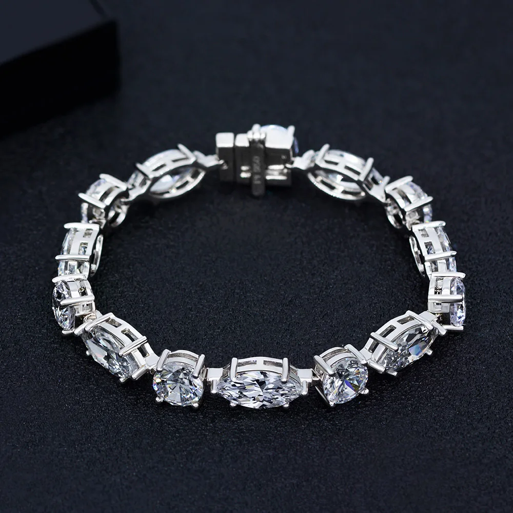 

Full High Carbon Diamond S925 Sterling Silver Bracelet Ins Jewelry for Women 2021 New