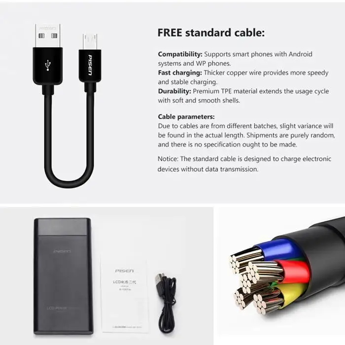 20000 мАч портативный Банк питания двойной USB универсальный мобильный внешний