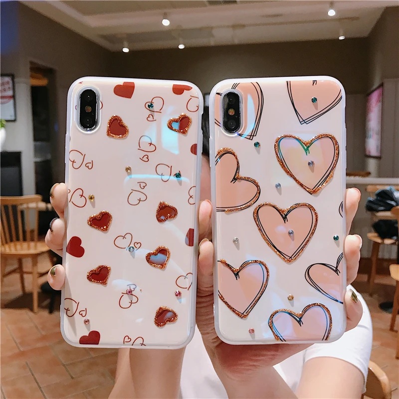 Модный Блестящий чехол с бриллиантами милый мягкий силиконовый для iPhone 11 Pro X XR Xs