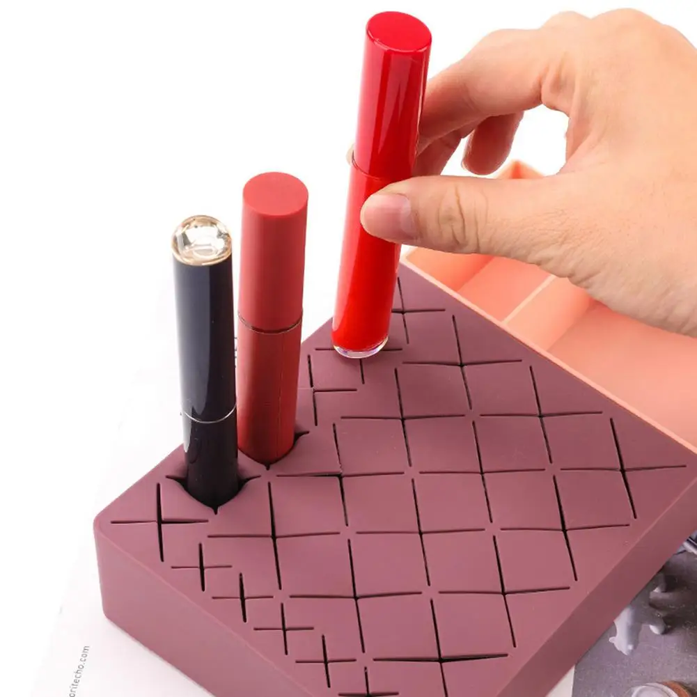 

Lipstick Storage Box Shelf Silicone Cosmetic Holder Organizer Stand Desktop Storage Cosmetic Practical Multi-grid Box