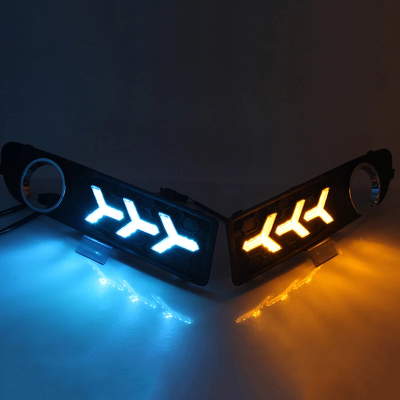 

2pcs For Volvo S80L 2006-2015 LED Daytime Driving Running Light DRL Car Fog Lamp 6000K White Turn Yellow Turn Blue Light