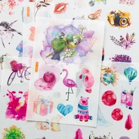 6 sheets pack natural girls dream flamingo paper decoration sticker diy album diary scrapbooking label sticker