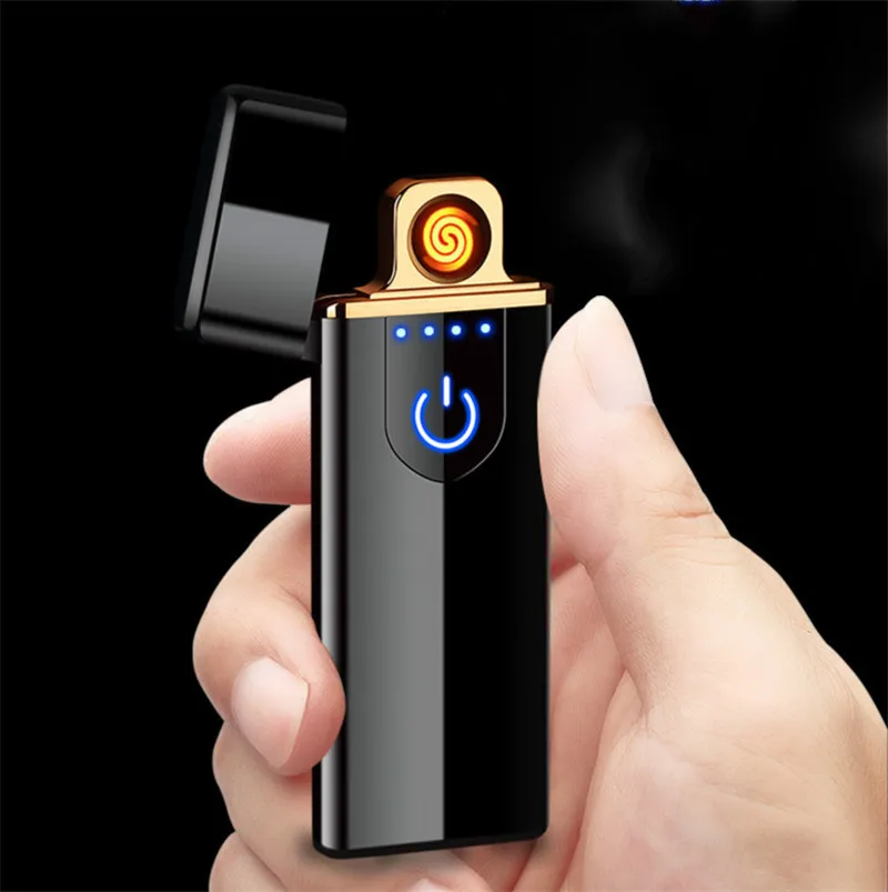 Новый мини зарядки USB Зажигалка металлическая Беспламенное ветрозащитное