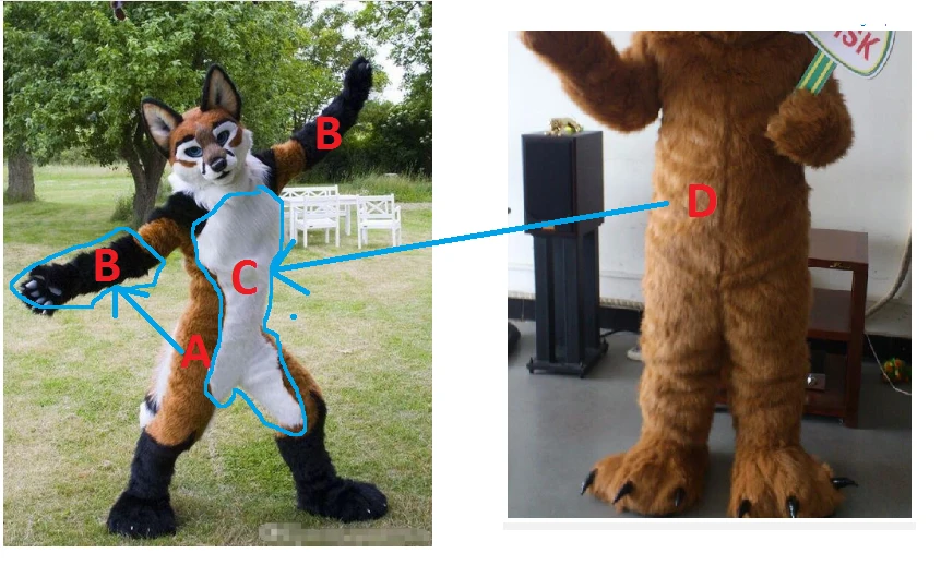 Костюм из меха лисы волка на заказ костюм с изображением и рук (без ног головы) |