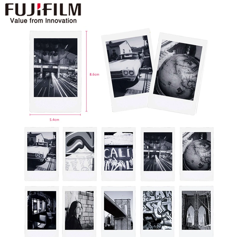 10 листов Fujifilm Fuji Instax Mini черно белая монохромная пленка для мгновенной камеры 8 70 7s