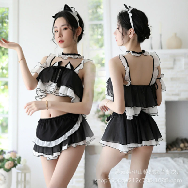 

Sexy Lingerie New Style Cat Girl High-End Chiffon Six Pieces Set Sexy Uniform Character Play