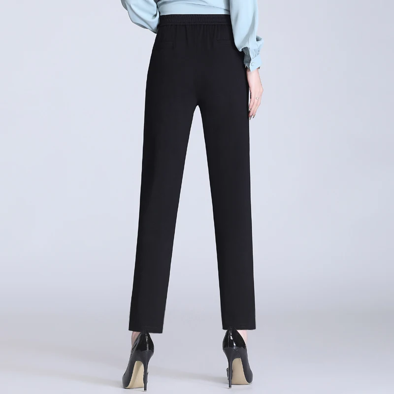 Женские модные черные повседневные облегающие шаровары с эластичным поясом